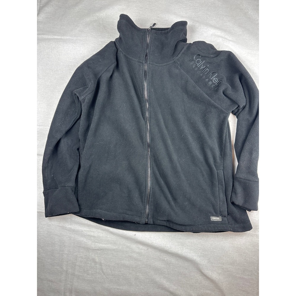 Calvin Klein Performance Womens 3X Black Fleece Full Zip Jacket Quick Dry Active
